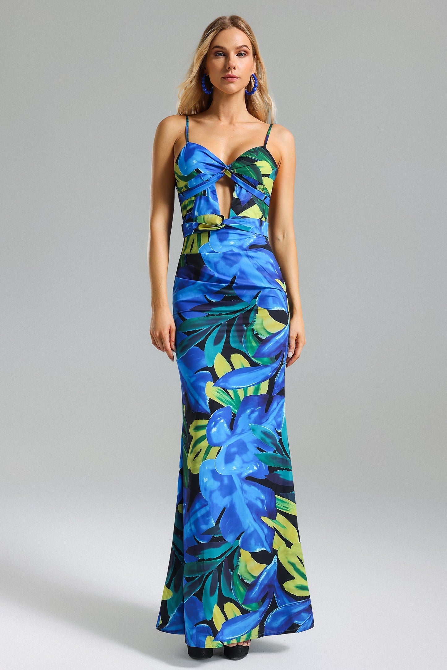 Margot Blumen-Print-Maxikleid mit Ausschnitten