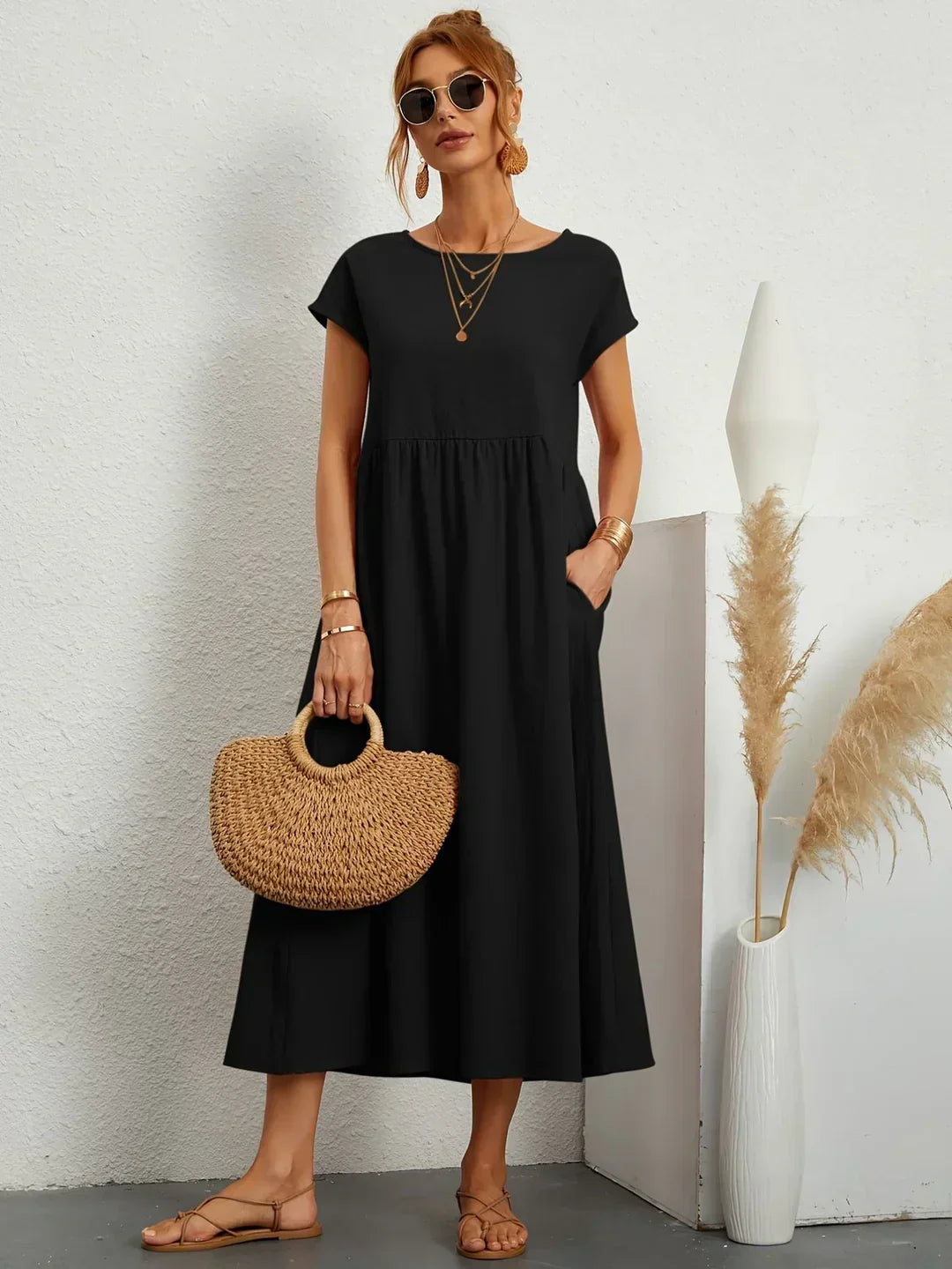 JACQUELINE | ELEGANT COTTON-BLEND CASUAL DRESS