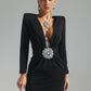 Nellie V-Neck Diamond Embellished Kleid