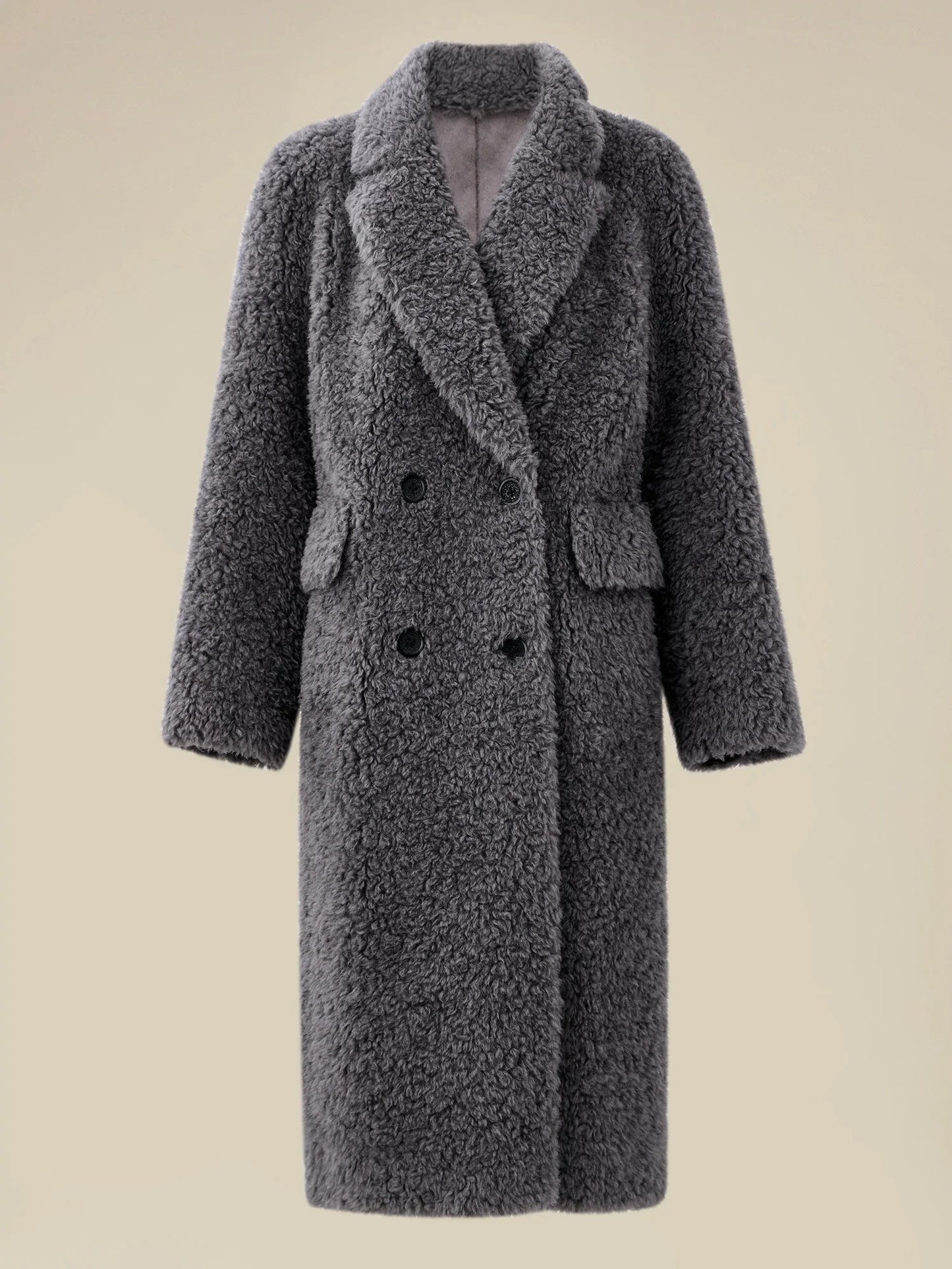 Amoretu Women's 100% Wool Notch Lapel Double-Breasted Coat