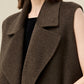 Amoretu Women's Wool Notched Lapel Sleeveless Coat