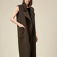 Amoretu Women's Wool Notched Lapel Sleeveless Coat