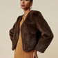 Amoretu V-Neck Long Sleeve Eco-Friendly Fur Short Coat