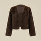 Amoretu V-Neck Long Sleeve Eco-Friendly Fur Short Coat