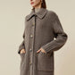 Amoretu 100% Natural Yakwool Cashmere Lapel Long Sleeve Knit Coat