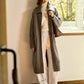 Amoretu 100% Natural Yakwool Cashmere Lapel Long Sleeve Knit Coat