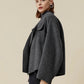 Amoretu 70.9% Wool Stand Collar Long Sleeve Wool Short Coat