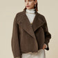 Amoretu 70.9% Wool Stand Collar Long Sleeve Wool Short Coat