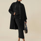 Amoretu 100% Wool Baseball Collar Rhinestone Zipper Long Coat