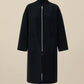 Amoretu 100% Wool Baseball Collar Rhinestone Zipper Long Coat