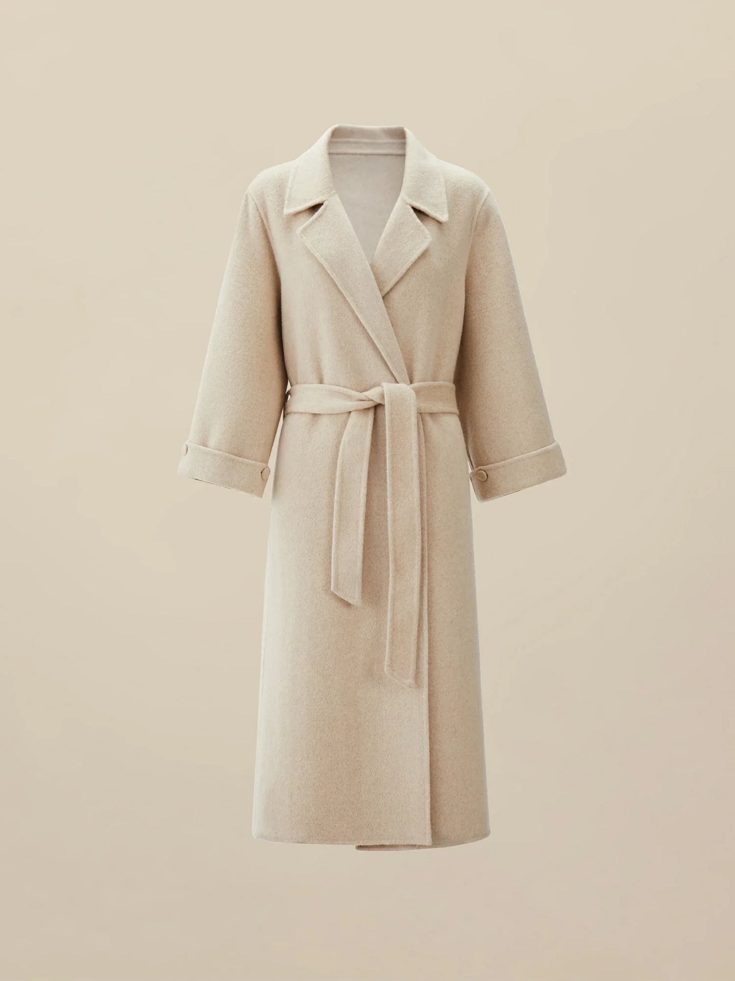 Amoretu Cashmere & Wool Notched Lapel Long Sleeve Coat