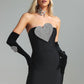 Peta Diamante Heart Strapless Kleid