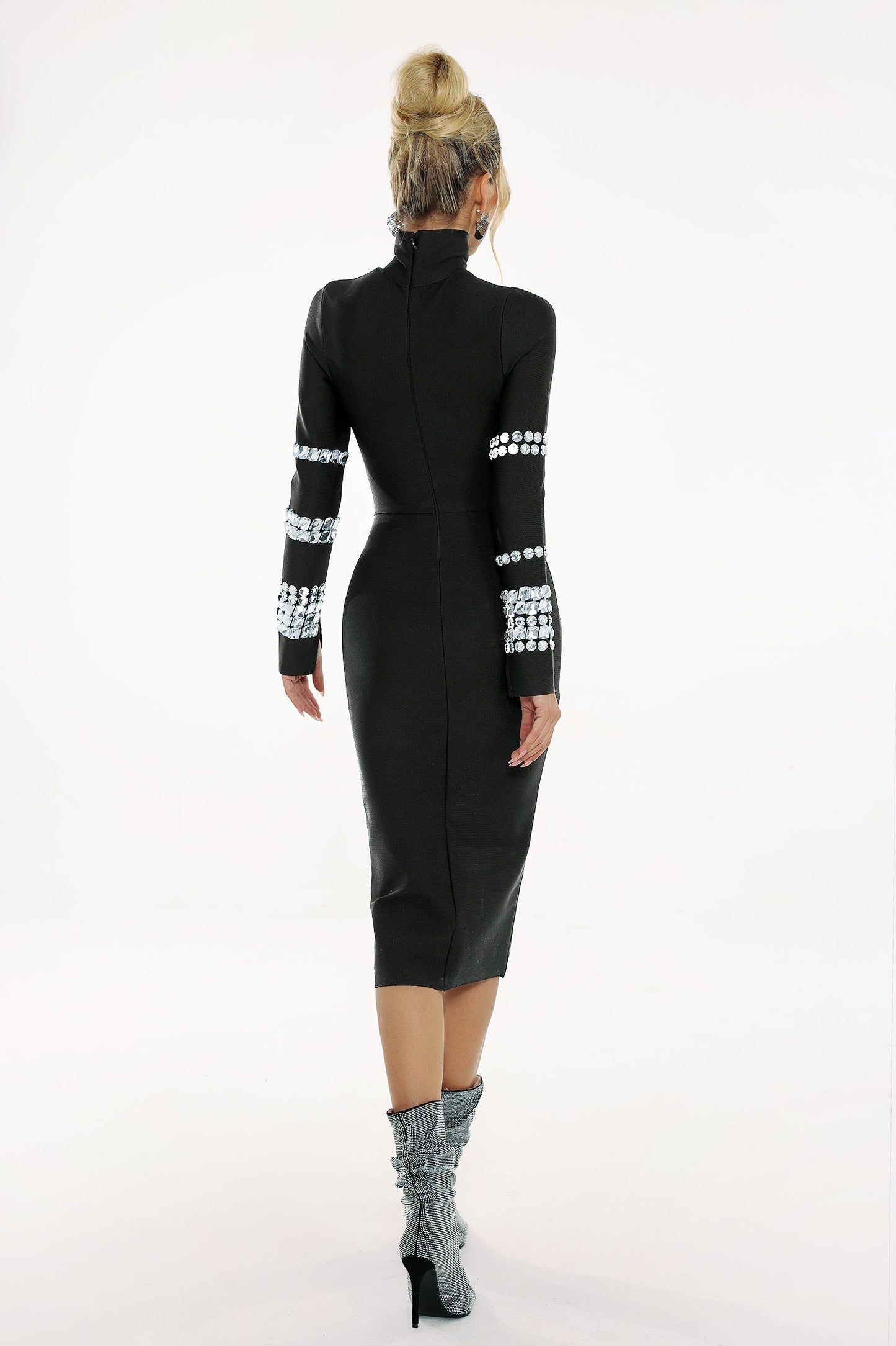 Phoebe Diamante Long Sleeve Bandage Kleid