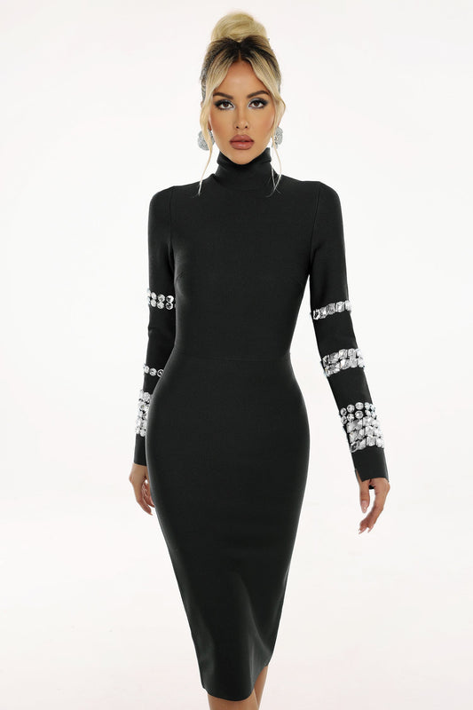 Phoebe Diamante Long Sleeve Bandage Kleid