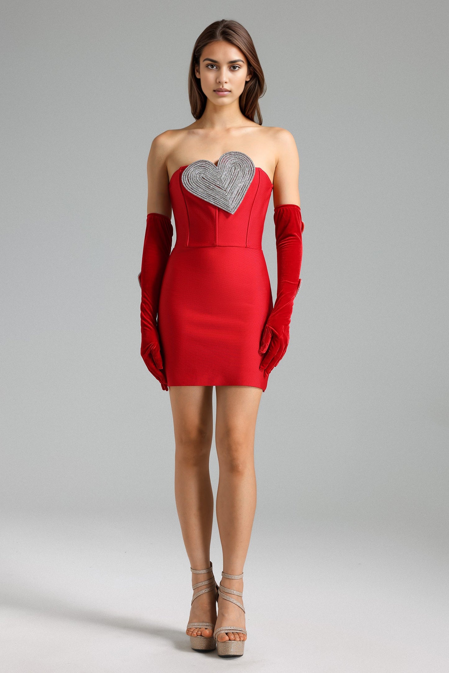 Ronja Diamante Herz Minikleid – Rot