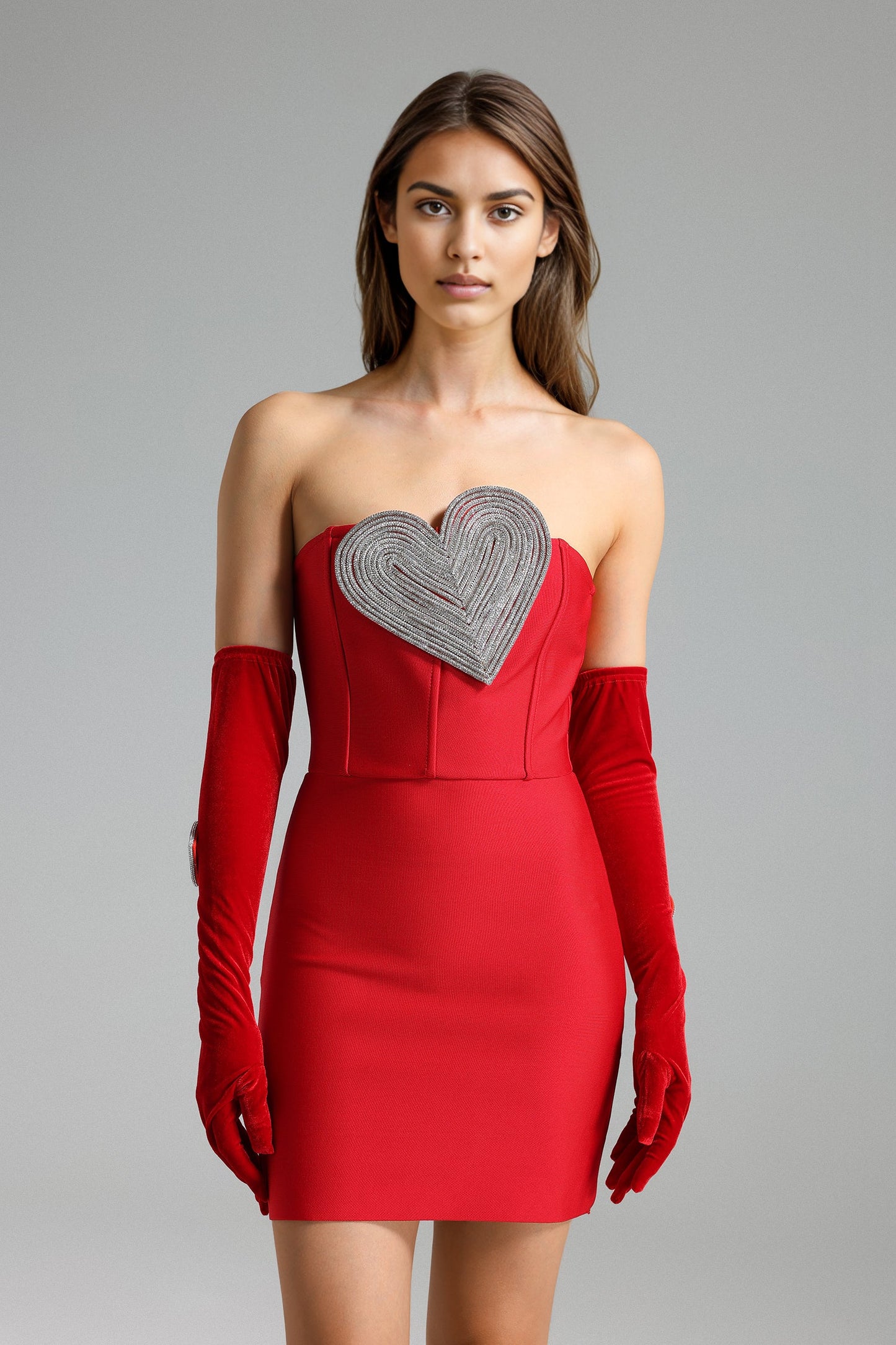 Ronja Diamante Herz Minikleid – Rot