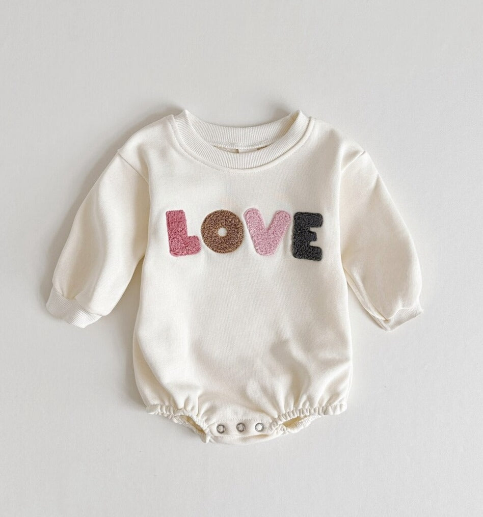 Love Embroidery Girl Bodysuit