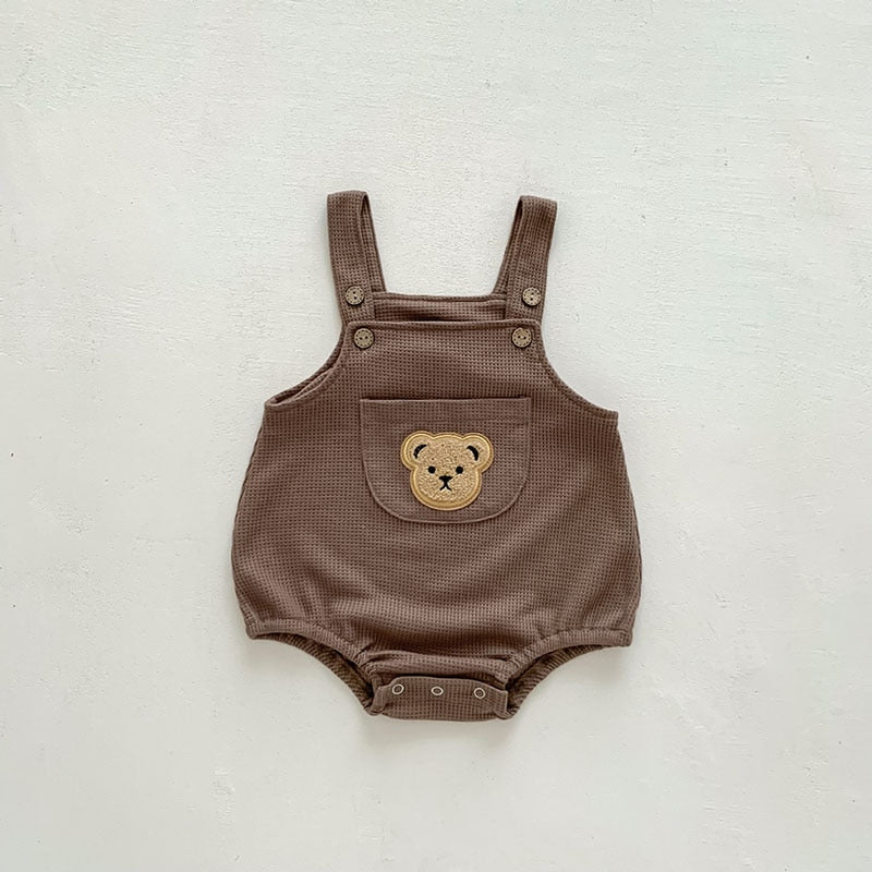 Teddy Bear Waffle Jumpsuit and T-Shirt Set