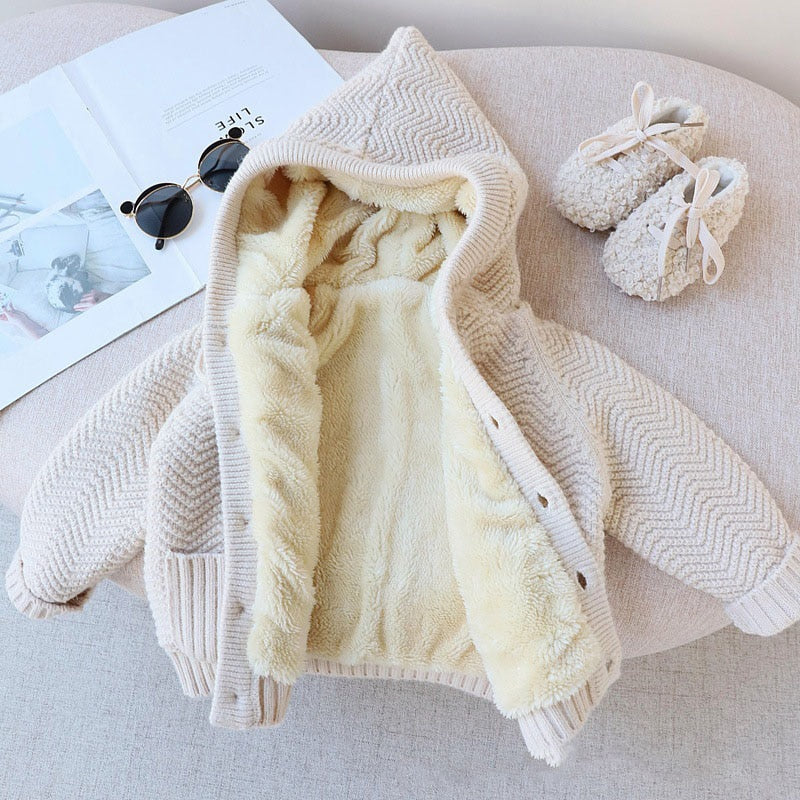 Plush hooded Cardigan Jacket