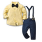 Long Sleeve Bow Tie Suspender Pants Set