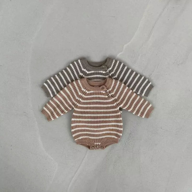 Warm Striped Baby Girls Romper