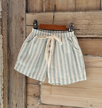 Boys Striped Button Shorts