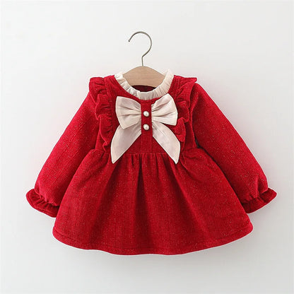 Pearl Bow Ruffle Dress