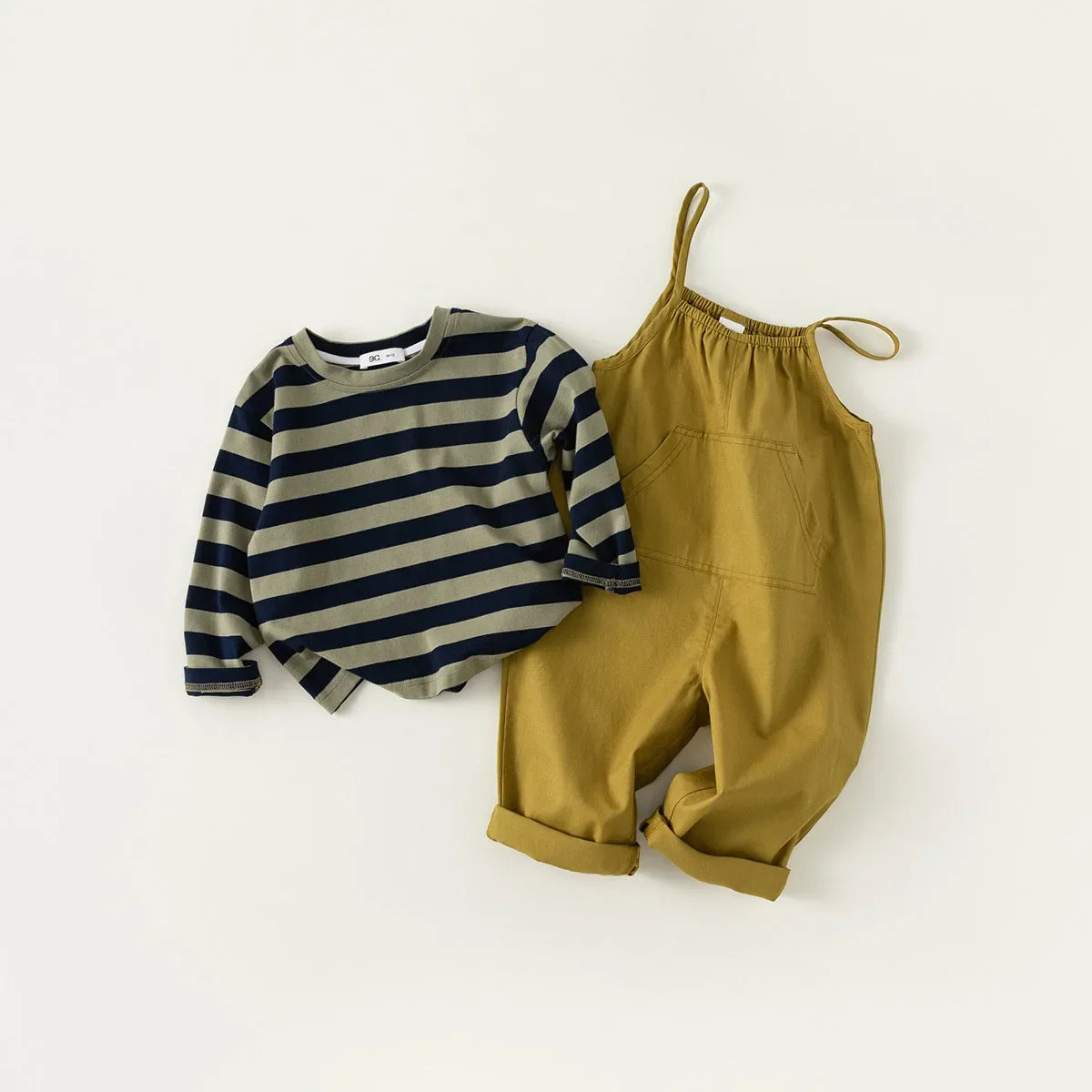 Striped T-Shirt Overalls Set