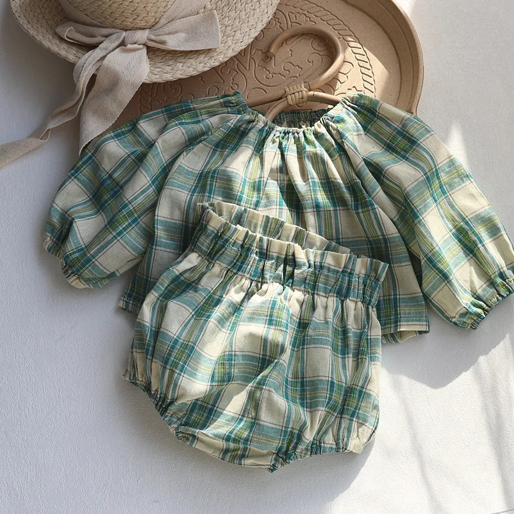 Vintage Style Plaid Bloomer Set