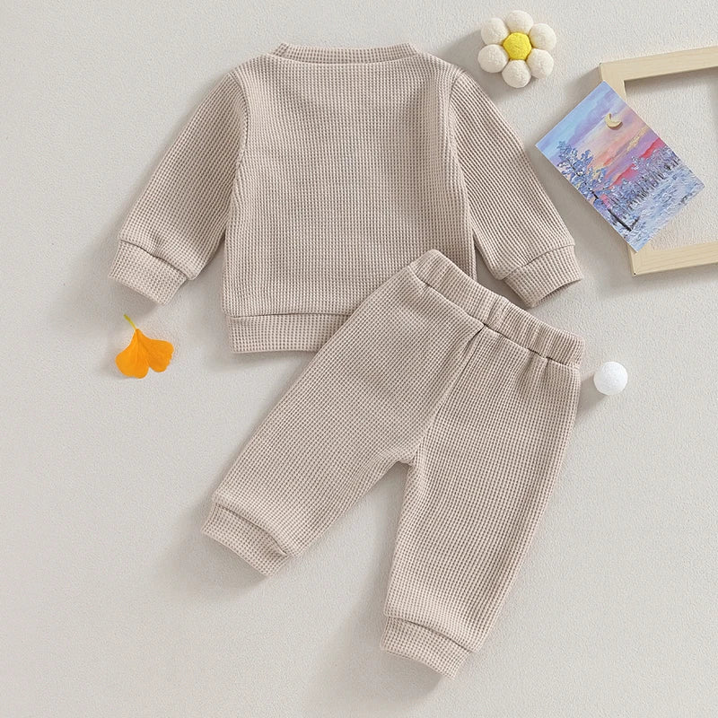 Long Sleeve Fuzzy Sister Embroidery Jogger Set