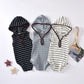 Sleeveless Striped Hooded Bodysuit