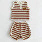 Teddy Bear Striped Shorts Set