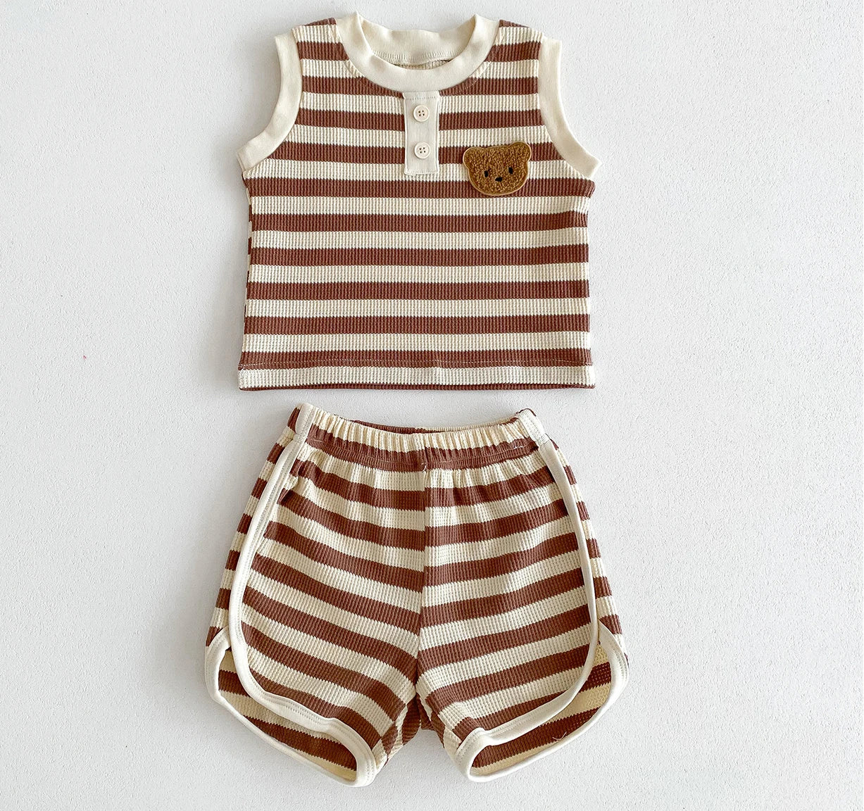 Teddy Bear Striped Shorts Set