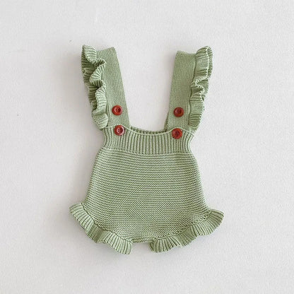 Knitted Ruffle Suspender Romper