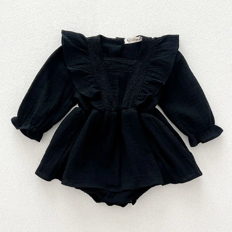 Long Sleeve Ruffle Chest Romper