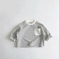 Contrast Striped Crewneck Long Sleeve T-shirt