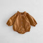 Corduroy Ruffle Collar Baby Romper