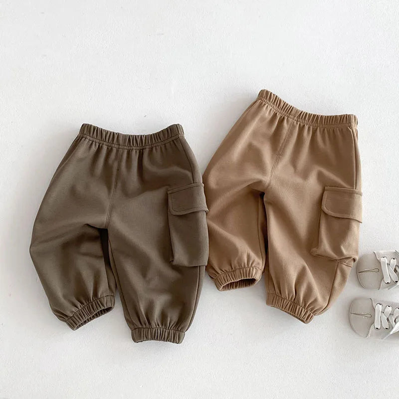 Solid Cargo Jogger Pants