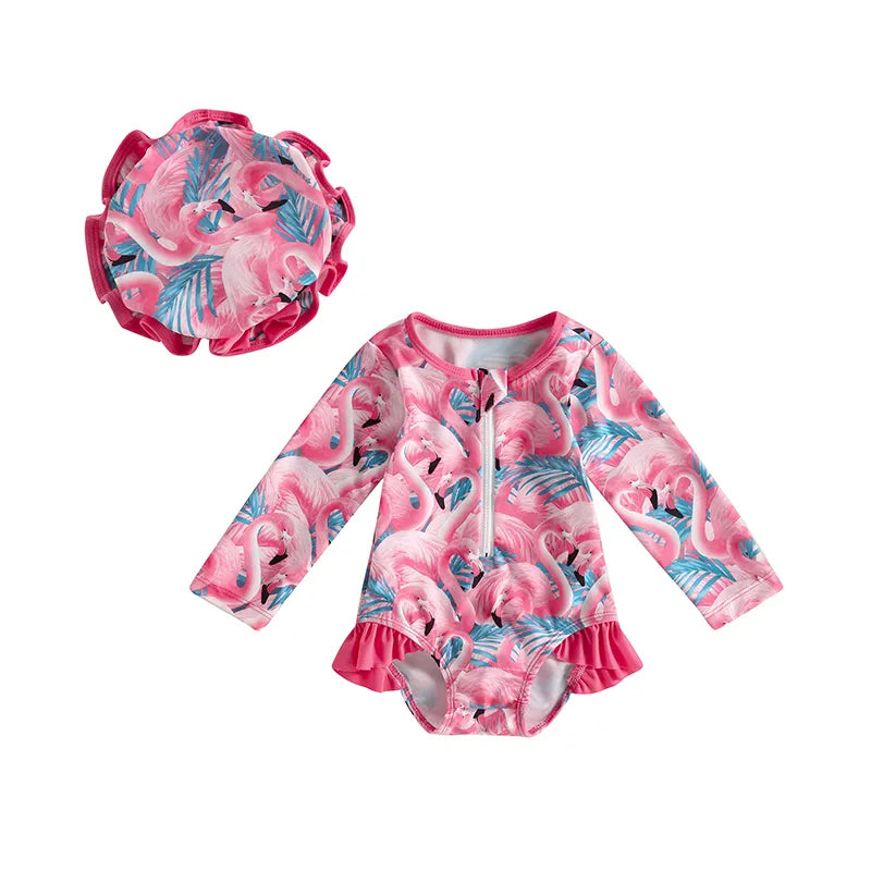 Baby Girl 2 Pcs Long Sleeve Cute Swimwear