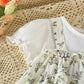 3 Pcs Floral Vintage Romper With Hat Set