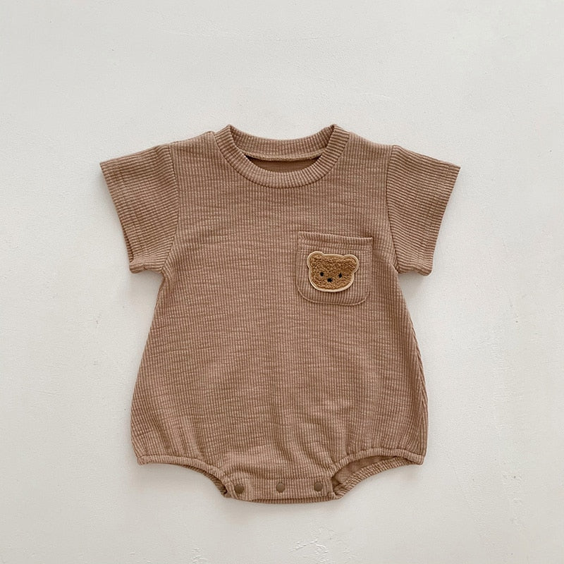 Soft Teddy Bear Pocket bodysuit Onesie