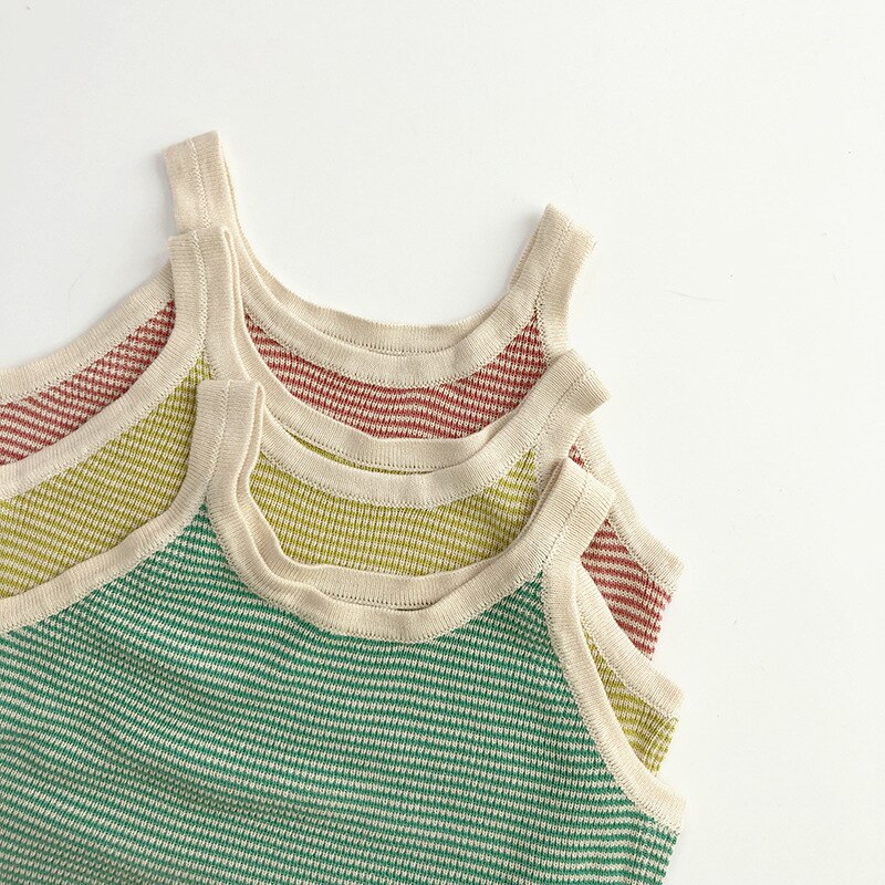 Striped Tee Candy Color Girls Top