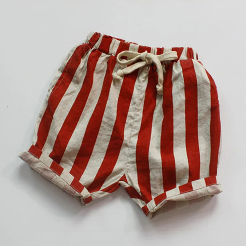 Striped Elastic Waist Shorts