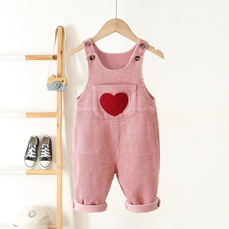 Corduroy Heart Print Jumpsuit