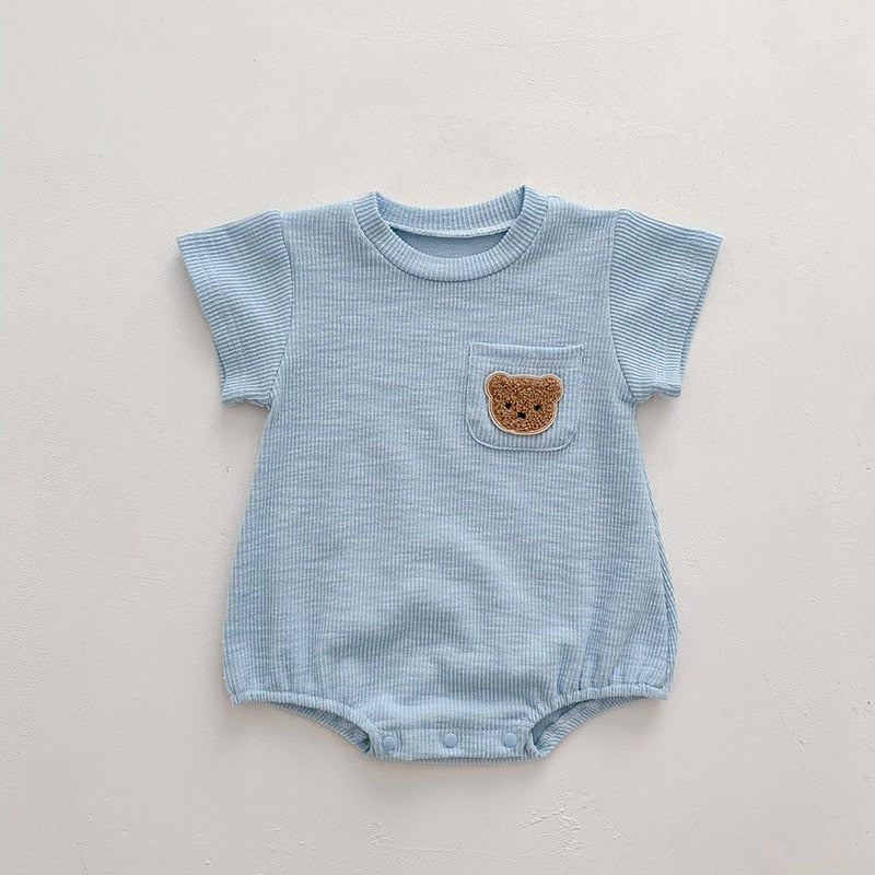 Soft Teddy Bear Pocket bodysuit Onesie