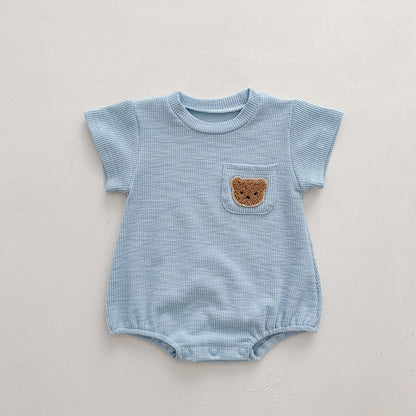 Soft Teddy Bear Pocket bodysuit Onesie