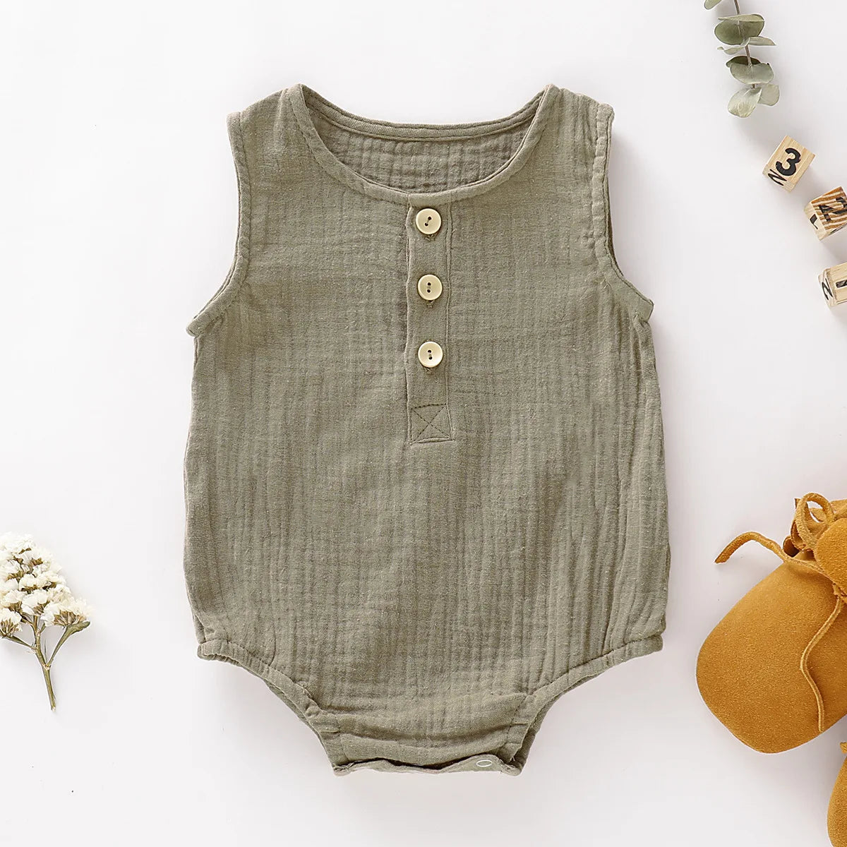 Sleeveless Muslin Bodysuit