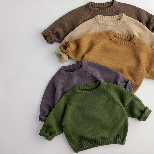 Solid Cotton Round Neck Sweater