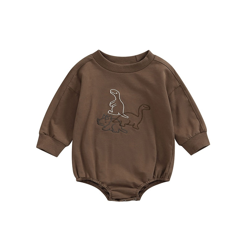 Dinosaur Outline Embroidered Sweater Onsie