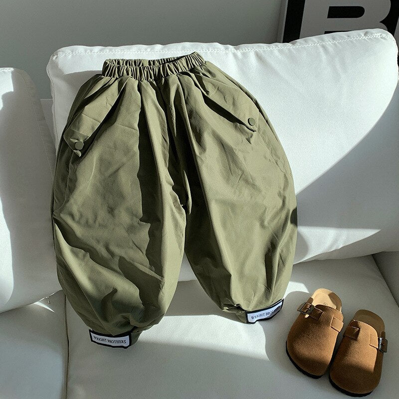 Kids Solid Warm Balloon Trousers Pants